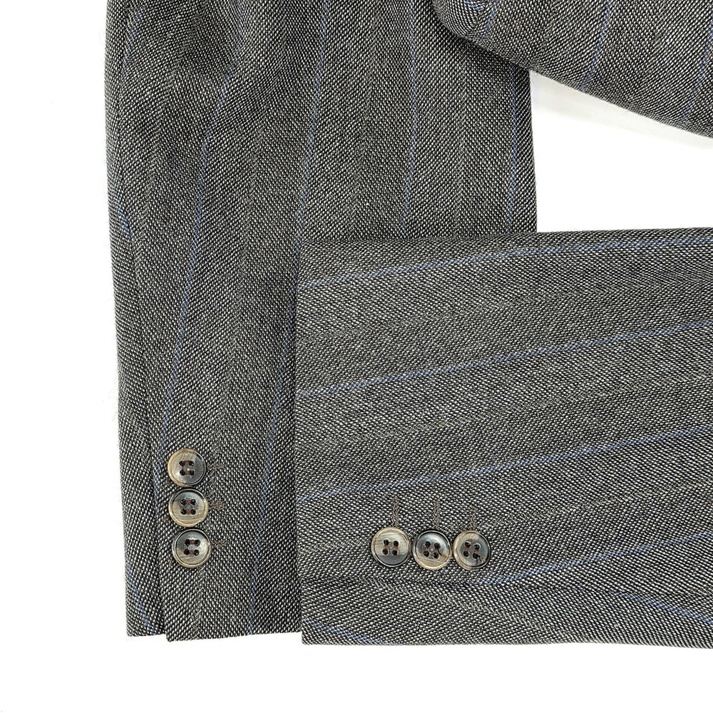 Montebello Italian Wool Blazer Men 42R Gray Blue Pinstripe Quite Luxury - Picture 6 of 16